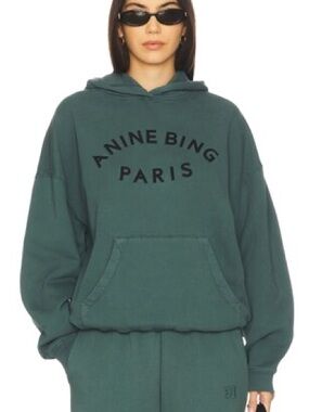 Anine Bing Harvey Paris Sweatshirt in Dark Teal NWT